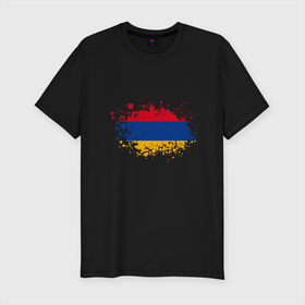 Мужская футболка хлопок Slim с принтом Флаг Армении в Курске, 92% хлопок, 8% лайкра | приталенный силуэт, круглый вырез ворота, длина до линии бедра, короткий рукав | armenia | ussr | армения | армяне | горы | ереван | кавказ | мир | народ | ссср | турист | флаг