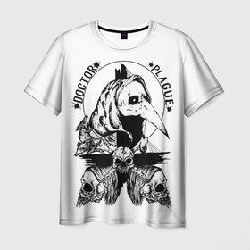 Мужская футболка 3D с принтом Doctor Plague в Курске, 100% полиэфир | прямой крой, круглый вырез горловины, длина до линии бедер | doctor plague | horror | skull | крысы | ужасы | череп | чумной доктор