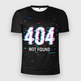 Мужская футболка 3D спортивная с принтом Глитч 404 в Петрозаводске, 100% полиэстер с улучшенными характеристиками | приталенный силуэт, круглая горловина, широкие плечи, сужается к линии бедра | 404 | error 404 | not found | глитч | ошибка 404