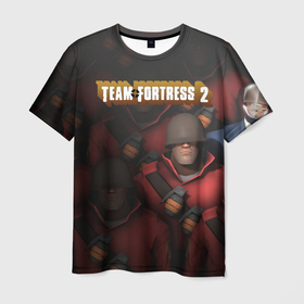 Мужская футболка 3D с принтом Team Fortress в Курске, 100% полиэфир | прямой крой, круглый вырез горловины, длина до линии бедер | game | gamer | team fortress | valve | валв | игра | игры | командная крепость