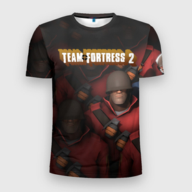 Мужская футболка 3D Slim с принтом Team Fortress , 100% полиэстер с улучшенными характеристиками | приталенный силуэт, круглая горловина, широкие плечи, сужается к линии бедра | game | gamer | team fortress | valve | валв | игра | игры | командная крепость