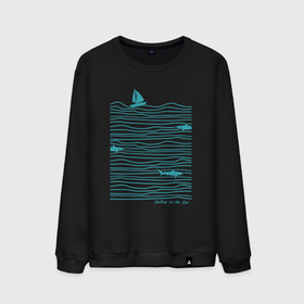 Мужской свитшот хлопок с принтом Море и акулы , 100% хлопок |  | Тематика изображения на принте: акулы | вода | лодка | море | океан | отдых | парус | парусник | рыбы