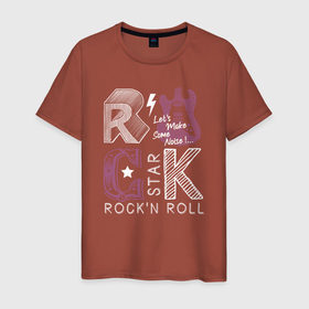 Мужская футболка хлопок с принтом ROCK STAR в городе Новоалтайск, 100% хлопок | прямой крой, круглый вырез горловины, длина до линии бедер, слегка спущенное плечо. | music | rock | rock star | rockn roll | музыка | панк | рок | рокер | рокнролл