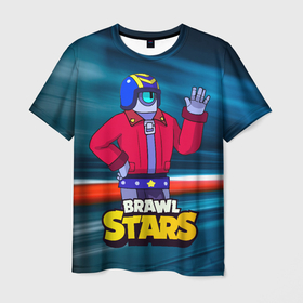 Мужская футболка 3D с принтом Stu  brawl stars в Курске, 100% полиэфир | прямой крой, круглый вырез горловины, длина до линии бедер | Тематика изображения на принте: brawl | brawl stars | brawlstars | brawl_stars | jessie | бравл | бравлер stu | бравлстарс | гонщик | каскадер | сту