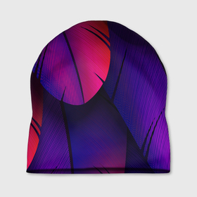 Шапка 3D с принтом Фиол Перья в Курске, 100% полиэстер | универсальный размер, печать по всей поверхности изделия | минимализм | перья | перья павлина | рисунок | фиолетовые перья