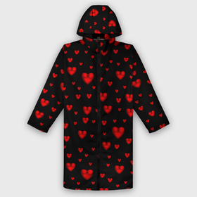 Дождевик унисекс 3D с принтом Красные сердца в городе Новоалтайск,  |  | heart | love | red | red hearts. | градиент | день святого валентина | красные сердечки | красный | любовь | много сердечек | перламутр | сердце