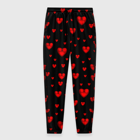 Мужские брюки 3D с принтом Красные сердца в Кировске, 100% полиэстер | манжеты по низу, эластичный пояс регулируется шнурком, по бокам два кармана без застежек, внутренняя часть кармана из мелкой сетки | heart | love | red | red hearts. | градиент | день святого валентина | красные сердечки | красный | любовь | много сердечек | перламутр | сердце