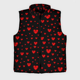 Мужской жилет утепленный 3D с принтом Красные сердца в Петрозаводске,  |  | heart | love | red | red hearts. | градиент | день святого валентина | красные сердечки | красный | любовь | много сердечек | перламутр | сердце