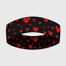 Повязка на голову 3D с принтом Красные сердца в Санкт-Петербурге,  |  | heart | love | red | red hearts. | градиент | день святого валентина | красные сердечки | красный | любовь | много сердечек | перламутр | сердце