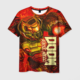 Мужская футболка 3D с принтом DOOM Eternal в Белгороде, 100% полиэфир | прямой крой, круглый вырез горловины, длина до линии бедер | doom | doom eternal | part two | the ancient gods | дум | игры | монстры