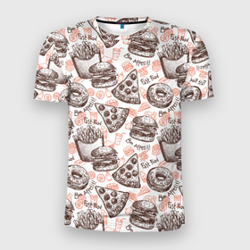 Мужская футболка 3D спортивная с принтом Фастфуд / Fast food в Петрозаводске, 100% полиэстер с улучшенными характеристиками | приталенный силуэт, круглая горловина, широкие плечи, сужается к линии бедра | Тематика изображения на принте: barbecue | bon appetit | burger | cola | cone | donuts | fast food | french fries | hot dog | ice cream | pepsi | pizza | бургер | картошка фри | кола | мороженое | пепси | пицца | пончики | приятного аппетита | рожок | фастфуд | хот дог | шашлык