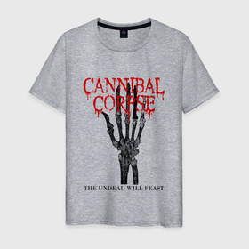 Мужская футболка хлопок с принтом Cannibal Corpse | Труп Каннибала (Z) в Белгороде, 100% хлопок | прямой крой, круглый вырез горловины, длина до линии бедер, слегка спущенное плечо. | cannibal | cannibal corpse | corpse | death metal | deathgrind | алекс уэбстер | брутальный дэт метал | дэт метал | дэтграйнд | пол мазуркевич | роб барретт | рука | скелет | труп каннибала
