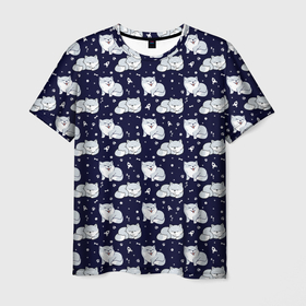 Мужская футболка 3D с принтом Милая Шиба Ину в Санкт-Петербурге, 100% полиэфир | прямой крой, круглый вырез горловины, длина до линии бедер | звезды | ину | космос | луна | ракета | собаки | спит | хатико | шиба | японская