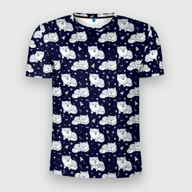 Мужская футболка 3D спортивная с принтом Милая Шиба Ину в Тюмени, 100% полиэстер с улучшенными характеристиками | приталенный силуэт, круглая горловина, широкие плечи, сужается к линии бедра | Тематика изображения на принте: звезды | ину | космос | луна | ракета | собаки | спит | хатико | шиба | японская