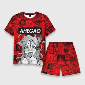 Мужской костюм с шортами 3D с принтом Ahegao red ,  |  | ahegao | anime | kawaii | manga | nani | notice me. | senpai | waifu | аниме | ахегао | вайфу | каваий | кавай | манга | нани | семпай | сенпай | японские мультфильмы