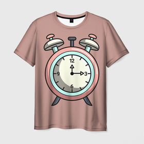 Мужская футболка 3D с принтом Clock , 100% полиэфир | прямой крой, круглый вырез горловины, длина до линии бедер | Тематика изображения на принте: будильник | время | звон | минуты | часы