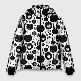 Мужская зимняя куртка 3D с принтом Мультяшки в Петрозаводске, верх — 100% полиэстер; подкладка — 100% полиэстер; утеплитель — 100% полиэстер | длина ниже бедра, свободный силуэт Оверсайз. Есть воротник-стойка, отстегивающийся капюшон и ветрозащитная планка. 

Боковые карманы с листочкой на кнопках и внутренний карман на молнии. | Тематика изображения на принте: bear | cartoon | childrens | hare | kind | owl | starfish | toon | детская | заяц | медведь | морская звезда | мультфильм | мультяшки | сова