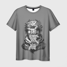 Мужская футболка 3D с принтом JUJUTSU KAISEN ИТАДОРИ иероглифы , 100% полиэфир | прямой крой, круглый вырез горловины, длина до линии бедер | anime | japan | japanese | jujutsu | jujutsu kaisen | kaisen | sukuna | аниме | двуликий призрак | иероглифы | инумаки | итадори | итадори юдзи | магическая битва | нобара | панда | рёмен | рёмен сукуна | сатору | сукуна | юдзи