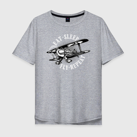 Мужская футболка хлопок Oversize с принтом Летайте на самолете в Курске, 100% хлопок | свободный крой, круглый ворот, “спинка” длиннее передней части | летчик | самолет | скорость
