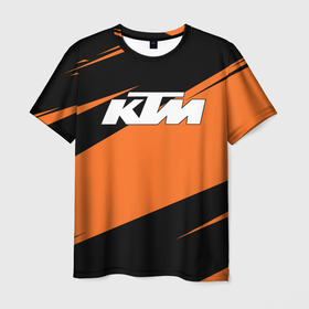 Мужская футболка 3D с принтом KTM | КТМ в Кировске, 100% полиэфир | прямой крой, круглый вырез горловины, длина до линии бедер | enduro | ktm | moto | moto sport | motocycle | orange | sportmotorcycle | ктм | мото | мото спорт | мотоспорт | оранжевый | спорт мото
