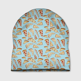 Шапка 3D с принтом Кусочки Пиццы , 100% полиэстер | универсальный размер, печать по всей поверхности изделия | Тематика изображения на принте: еда | кусочки пиццы | пицца | рисунок | фастфуд