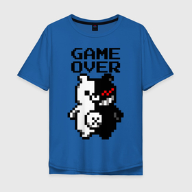 Мужская футболка хлопок Oversize с принтом MONOKUMA GAME OVER в Санкт-Петербурге, 100% хлопок | свободный крой, круглый ворот, “спинка” длиннее передней части | anime | danganronpa | enoshima | game over | junko | monokuma | аниме | джунко | игра | манга | медведь | монокума | робот медведь | эношима