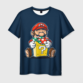 Мужская футболка 3D с принтом Марио в Екатеринбурге, 100% полиэфир | прямой крой, круглый вырез горловины, длина до линии бедер | game | mario | sega | super | super mario | игры | м | марио | сега | супер марио