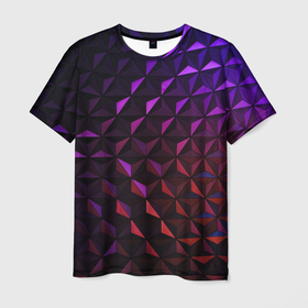 Мужская футболка 3D с принтом Геометрическая Неоновая Текстура в Кировске, 100% полиэфир | прямой крой, круглый вырез горловины, длина до линии бедер | абстракция | неон | неоновая текстура | рисунок | треугольники
