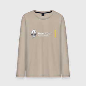 Мужской лонгслив хлопок с принтом Renault | Passion for life , 100% хлопок |  | line | renault | reno | yellow | дорога | желтая | лайв | лайн | лайф | линия | пассион | полоса | разметка | рено | фор