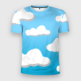 Мужская футболка 3D спортивная с принтом Небо в Санкт-Петербурге, 100% полиэстер с улучшенными характеристиками | приталенный силуэт, круглая горловина, широкие плечи, сужается к линии бедра | весна | лето | минимализм | небо | облака