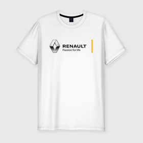 Мужская футболка хлопок Slim с принтом RENAULT в Екатеринбурге, 92% хлопок, 8% лайкра | приталенный силуэт, круглый вырез ворота, длина до линии бедра, короткий рукав | auto | france | life | logan | megane | renault | sandero | автомобиль | водителям | логан | логотип | машина | рено | сандеро | франция