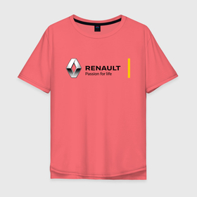 Мужская футболка хлопок Oversize с принтом RENAULT в Белгороде, 100% хлопок | свободный крой, круглый ворот, “спинка” длиннее передней части | auto | france | life | logan | megane | renault | sandero | автомобиль | водителям | логан | логотип | машина | рено | сандеро | франция