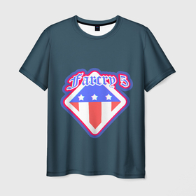 Мужская футболка 3D с принтом Far Cry 5 Logo в Курске, 100% полиэфир | прямой крой, круглый вырез горловины, длина до линии бедер | american flag | far cry | farcry 5 | фар край | фаркрай 5 | флаг америки