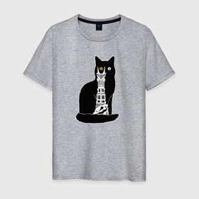 Мужская футболка хлопок с принтом КотоМордор в Тюмени, 100% хлопок | прямой крой, круглый вырез горловины, длина до линии бедер, слегка спущенное плечо. | Тематика изображения на принте: cat | башня | властелин колец | киса | кот | котенок | котэ | кошка | мордор | фильм | черный