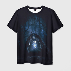 Мужская футболка 3D с принтом Странник в лесу , 100% полиэфир | прямой крой, круглый вырез горловины, длина до линии бедер | dark souls | lfhr cjekc | вфкл ыщгды | дарк соулс | темная душа | черная душа