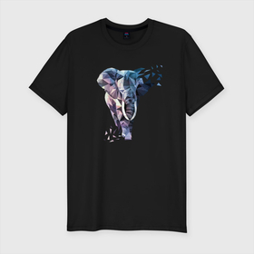 Мужская футболка хлопок Slim с принтом Геометрический Слон в Курске, 92% хлопок, 8% лайкра | приталенный силуэт, круглый вырез ворота, длина до линии бедра, короткий рукав | геометрический слон | геометрия | животное | рисунок | слон