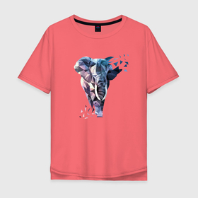 Мужская футболка хлопок Oversize с принтом Геометрический Слон в Курске, 100% хлопок | свободный крой, круглый ворот, “спинка” длиннее передней части | геометрический слон | геометрия | животное | рисунок | слон