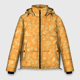 Мужская зимняя куртка 3D с принтом оранжевая еда в Курске, верх — 100% полиэстер; подкладка — 100% полиэстер; утеплитель — 100% полиэстер | длина ниже бедра, свободный силуэт Оверсайз. Есть воротник-стойка, отстегивающийся капюшон и ветрозащитная планка. 

Боковые карманы с листочкой на кнопках и внутренний карман на молнии. | еда | кофе | овощи | пончики | фрукты | чай