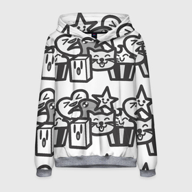 Мужская толстовка 3D с принтом Чёрно-белые дудлы в Екатеринбурге, 100% полиэстер | двухслойный капюшон со шнурком для регулировки, мягкие манжеты на рукавах и по низу толстовки, спереди карман-кенгуру с мягким внутренним слоем. | doodle | белый | ворон | ворона | дудл | дудлы | звезда | кекс | кот | котэ | кошка | сердечко | сердце | чёрно белый | чёрный