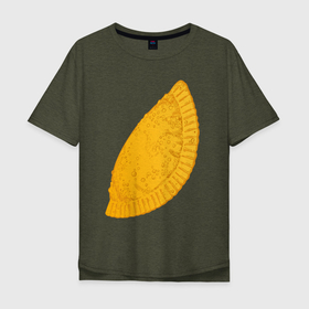 Мужская футболка хлопок Oversize с принтом Сочный чебурек в Петрозаводске, 100% хлопок | свободный крой, круглый ворот, “спинка” длиннее передней части | бабрбук | байкал