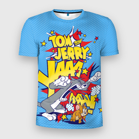 Мужская футболка 3D спортивная с принтом Tom & Jerry в Белгороде, 100% полиэстер с улучшенными характеристиками | приталенный силуэт, круглая горловина, широкие плечи, сужается к линии бедра | tom  jerry | tom and jerry | vdzabma | джерри | том | том  джерри | том и джерри
