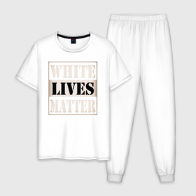 Мужская пижама хлопок с принтом White lives matters , 100% хлопок | брюки и футболка прямого кроя, без карманов, на брюках мягкая резинка на поясе и по низу штанин
 | black lives matters | blm | white lives matters | wlm | трамп