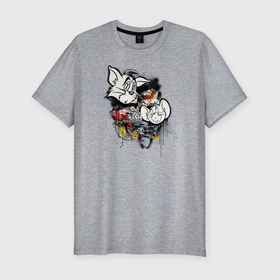 Мужская футболка хлопок Slim с принтом Tom & Jerry в Екатеринбурге, 92% хлопок, 8% лайкра | приталенный силуэт, круглый вырез ворота, длина до линии бедра, короткий рукав | tom  jerry | tom and jerry | vdzabma | джерри | том | том  джерри | том и джерри