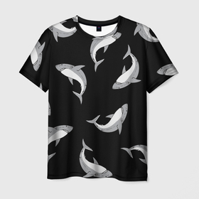 Мужская футболка 3D с принтом Акулы в Белгороде, 100% полиэфир | прямой крой, круглый вырез горловины, длина до линии бедер | shark | акула | дикий | животные | рыба | хищник