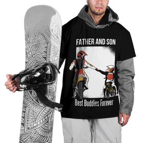 Накидка на куртку 3D с принтом Папа и сын в Санкт-Петербурге, 100% полиэстер |  | art | child | dad | father | lettering | motorcycles | motorcycling | son | арт | мотоспорт | мотоциклы | надпись | отец | папа | ребенок | сын