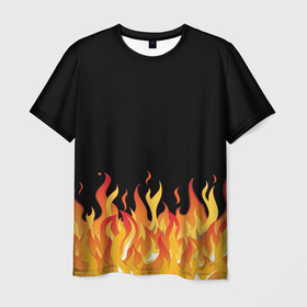 Мужская футболка 3D с принтом ОГОНЬ И НИЧЕГО ЛИШНЕГО в Белгороде, 100% полиэфир | прямой крой, круглый вырез горловины, длина до линии бедер | blaze | cs go | csgo | блазе | блейз | вектор | кс го | ксго | на черном фоне | нечего лишнего | огонь | пламя | языки пламени