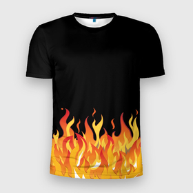 Мужская футболка 3D спортивная с принтом ОГОНЬ И НИЧЕГО ЛИШНЕГО в Новосибирске, 100% полиэстер с улучшенными характеристиками | приталенный силуэт, круглая горловина, широкие плечи, сужается к линии бедра | blaze | cs go | csgo | блазе | блейз | вектор | кс го | ксго | на черном фоне | нечего лишнего | огонь | пламя | языки пламени