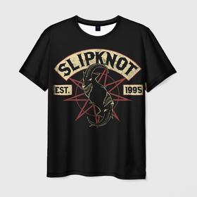 Мужская футболка 3D с принтом Slipknot (1995) в Белгороде, 100% полиэфир | прямой крой, круглый вырез горловины, длина до линии бедер | metal | music | rock | slipknot | козел | логотип | металл | музыка | надпись | пентаграмма | рок | слипкнот | узор | цифры | чб | череп