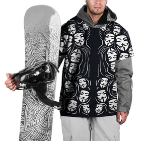 Накидка на куртку 3D с принтом Анонимусы надбисиси линии в Петрозаводске, 100% полиэстер |  | анонимус | белый | линии | лица | маты | надписи | слова | черный