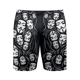 Мужские шорты спортивные с принтом Анонимусы надбисиси линии в Курске,  |  | анонимус | белый | линии | лица | маты | надписи | слова | черный